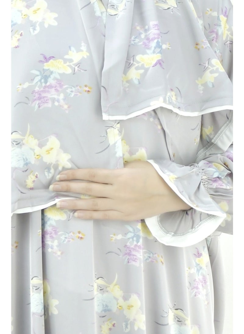  داماس كولكشن باس صلاة نسائي قطعة واحدة من قماش حرير الساتان مع وشاح متصل وجيب – ملابس صلاة شرعية مريحة - Image 5